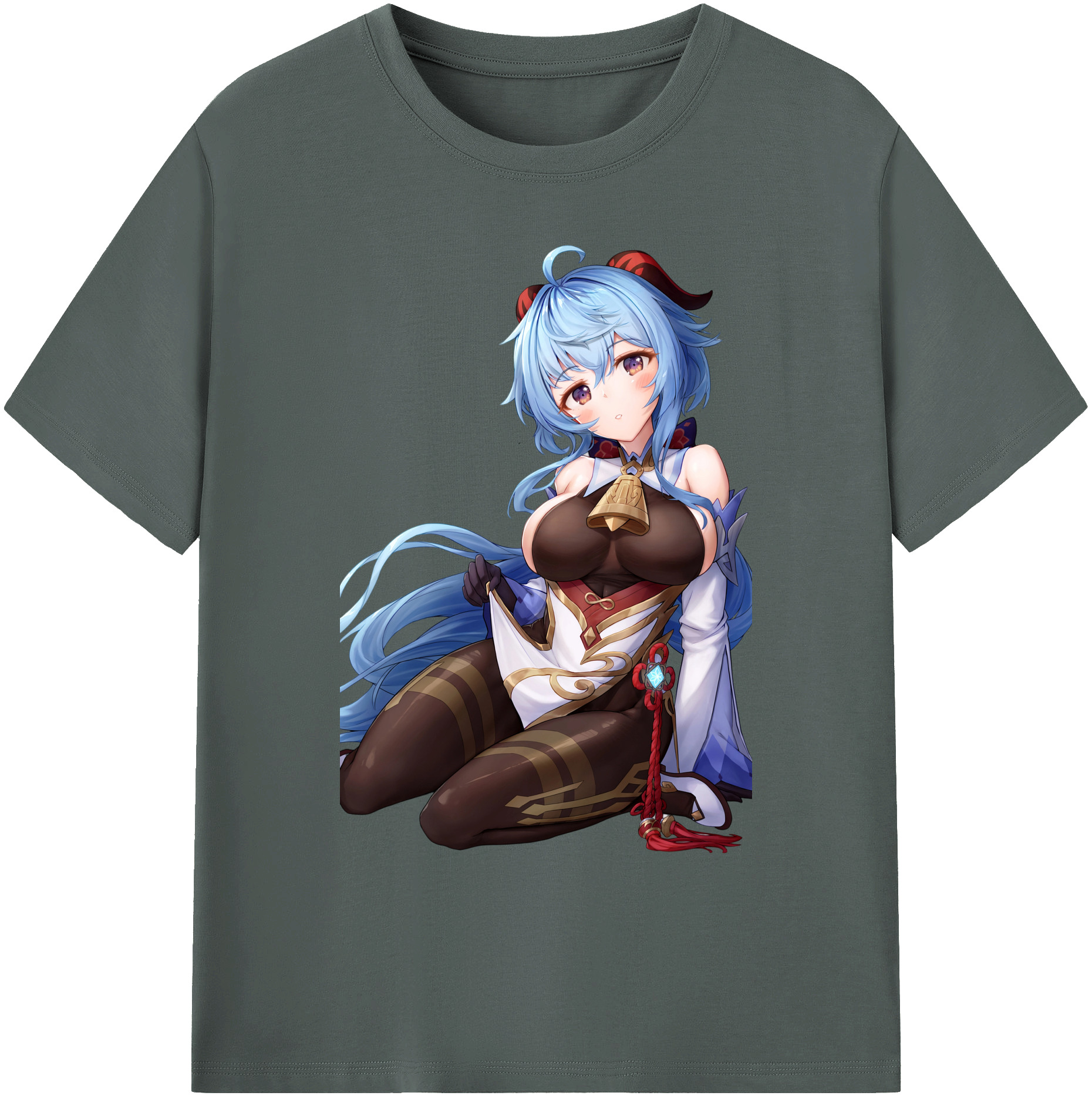 げんし神 甘雨 かんう genshin Ganyu 綿100％ メンズ半袖Tシャツ｜肌触りやわらか＆通気性
